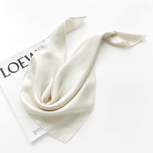 MEISEE Solid Color Mulberry Silk Scarf 20" Square Scarf Neck Scarf Hair Head Breathable Lightweight for Women Gift Packed3