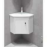 DFGHNBVC Set Mobile Bagno Sospeso Salvaspazio con Lavabo in Ceramica, Rubinetto Cromato E Piletta di Scarico, Ideale per Ambienti Compatti, Colore Bianco - 38X38 Cm