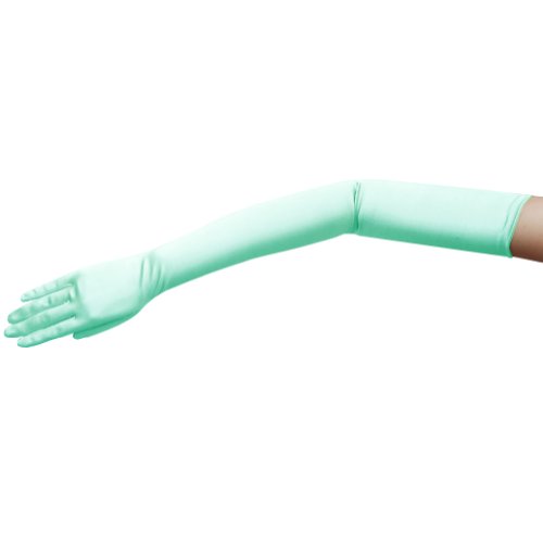 Photo de ZaZa Bridal Gants de robe en satin extensible brillant Longueur opéra 16BL 60 cm, menthe, Taille unique