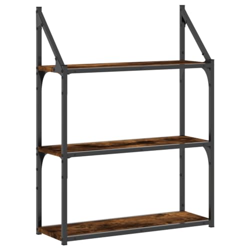 vidaXL Étagère Murale 3 Niveaux, Bibliothèque Suspendue, Armoire à Livres Flottante, Meuble de Rangement Salon Bureau Maison Intérieur, Moderne, Chêne...