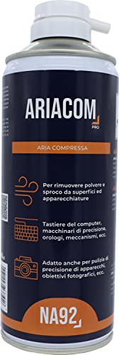 ARIACOM è una bomboletta spray di aria compressa pressurizzata che consente di rimuovere lo sporco e la polvere in parti difficilmente raggiungibili;