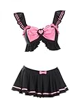 haikyuu Women Sailor Swimsuit Anime Bikini Kawaii Cute Bathing Suit Swimming Cosplay Rave Outfit (US, Alpha, Medium, Regular, Regular, Standard, Black)