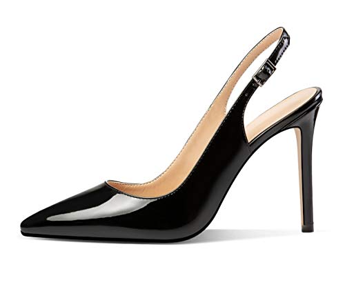 Mettesally - Escarpins Bride Arriere Femme - 100mm Aiguille Chaussures - Escarpins Femme Black EU38