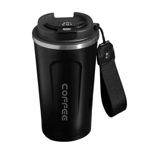 Taza de café inteligente de acero inoxidable con visualización de temperatura, vaso de viaje aislado de 510 ml para bebidas calientes y frías, a prueba de fugas, termo al vacío, botella de agua para