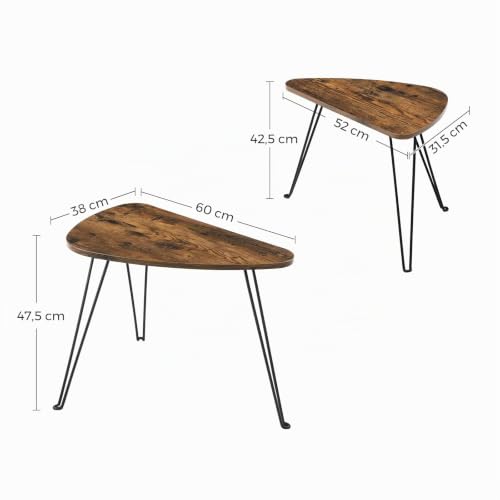 Miniatura 3 de Vasagle Juego De 2 Mesas Auxiliares, Mesas De Nido, Mesas De Café, Para Salón, Comedor, Dormitorio, Estilo Industrial, Marrón Rústico Y Negro Lnt012b01