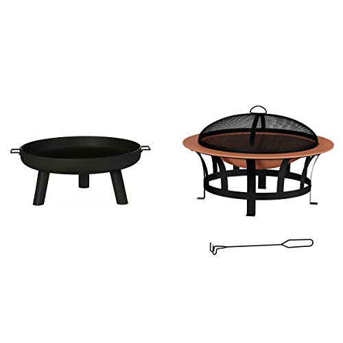 Pure Garden 50-Lg1200 27.5” Outdoor Fire Pit-Raised Steel Bowl For Above Ground Wood Burning-Side Handles & Storage Cover-For Patios, Backyards & Camping, 27.55", Black #TOP5
