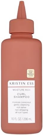 Kristin Ess Hair Moisture Rich Curl Shampoo for All Curls 2A-4C, Lightly Clarifying + Anti Frizz - Sulfate, Paraben + Silicone Free, 10 fl. oz.