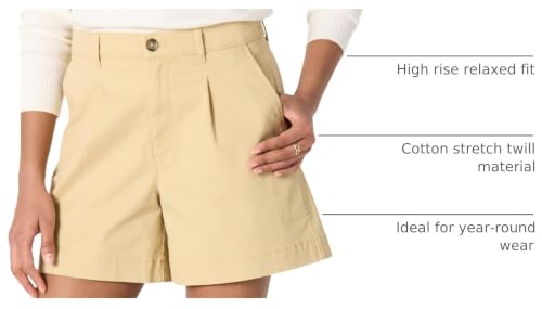 Amazon Essentials Women's High-Rise Relaxed-Fit A-line Elastic Back Shorts, Tan, 2 - image 4