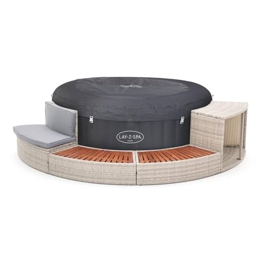 Bestway Spa Hinchable Lay-Z-Spa Miami Diámetro180X66Cm Con Airjet Y Cobertor Para 2-4Personas+K2O Revestimiento Half Surround 180 289X45X56Cm Set Semicircular 4Piezas Escalones,Banco Y Almacenamiento