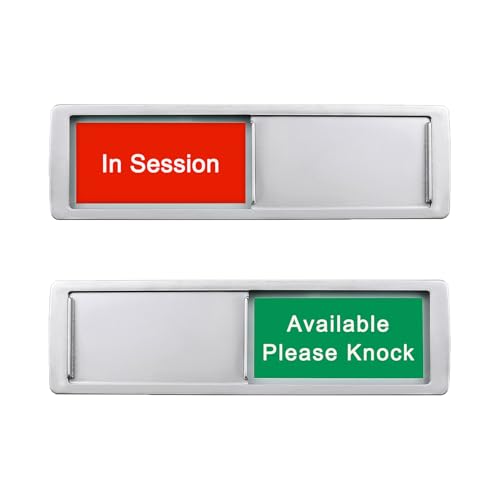 Image of In Session or Available Please Knock Sign,Vacant Occupied Sign for Home Office Hotles Hospital Restroom, Vacant Occupied Slider Door Indicator Tells Whether Room in Use or Available-7'' x 2''