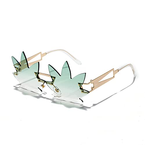 Image of Vintage Punk Sunglasses Men Women 2020 Fashion Colorful Rimless Leaf-shaped Sun Glasses