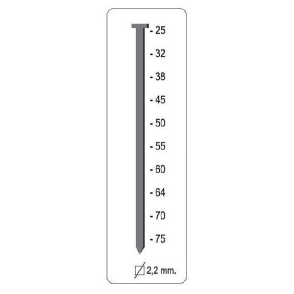 UNICAR CLAVO ACERO TIPO TN 2.2 X 64 MM