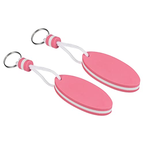PATIKIL Floating Keychain, 2 Pack Sports Buoy Key Rings Oval Buoyant Keyrings Marine Sailing Key Holder for Fishing Kayaking Red