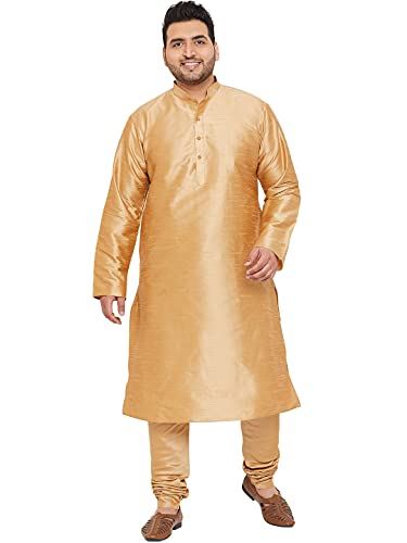 Image of VASTRAMAY Plus Size Men's Silk Blend Kurta Set-New Rose Gold
