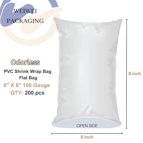 Image of Weiwei - 6 X 8 inch 200PCS Odorless PVC Heat Shrink Wrap Bags 100Gauge