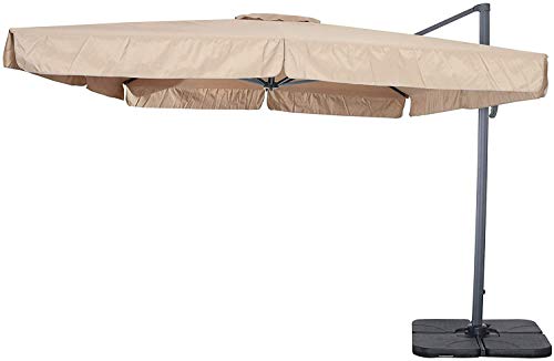 Gardenia Retrattile Ombrellone da Giardino Palo Manovella 3x4 con Flaps Laterali, Antracite-Ecrù