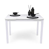 Homely Mesa de Cocina Extensible Paris Total White sobre de Cristal y Estructura en Metal 110/170x70cm (Blanco Total)