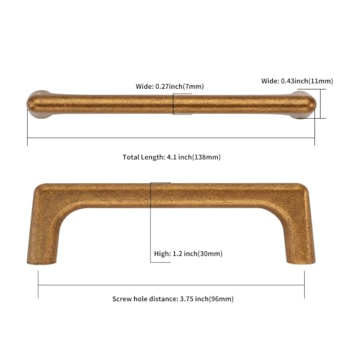 Image of Asidrama 6 Pack 3.75 Inch(96mm) Antique Brass Cabinet Pulls Vintage Retro Cabinet Handles Cupboard Handles Kitchen Cabinet Hardware for Cupboard Drawer Pulls