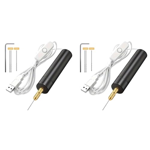 Qomcsrl 2X Kit de Mini Taladro Eléctrico USB, Taladro USB, Herramientas Rotativas, Bolígrafo Grabador, Herramientas de Perforación para Joyería con Brocas, Herramientas Eléctricas