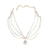 Cadena de pelo para mujer, tamaño ajustable, diseño de gota de agua, clip bohemio multicapa, accesorios dorados y plateados vibrantes para fiestas y uso diario (dorado)