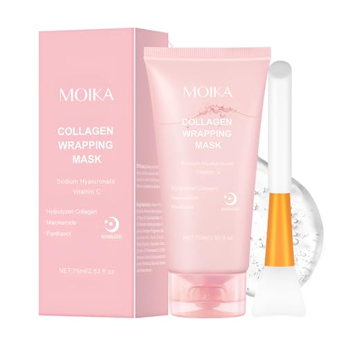 GOZINA Bio Collagen Face Masks Skincare, Collagen Night Wrapping Mask, Peel Off Overnight Face Masks, Glass Skin Facial Mask, Deep Hydration, Boosts Elasticity, Reduces Fine Lines (75ml)