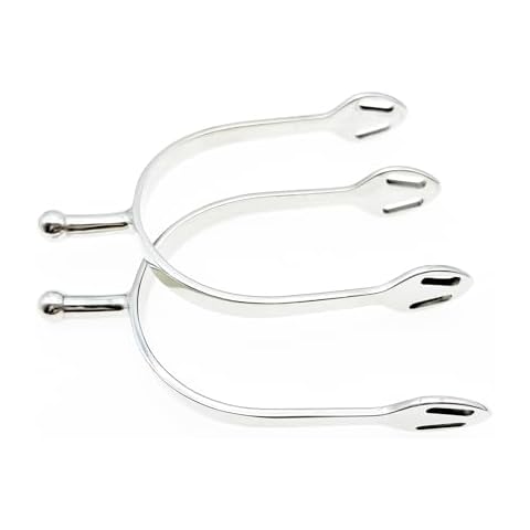 QualiTime English Bumper Spurs - Stainless Steel Equestrian Spurs Round Spurs for Mens, 1 Pair., Silver Cover