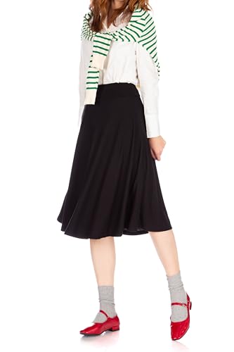 Dani's Choice Stretch High Waist A-line Flared Long Midi Skirt2