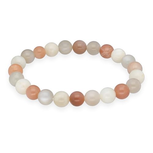 Lebensquelle Plus Kugelarmband | Perlen Armband 8 mm | Hochwertiges Edelsteinarmband | Natur Stein Edelsteinarmband dehnbar (Mondstein)