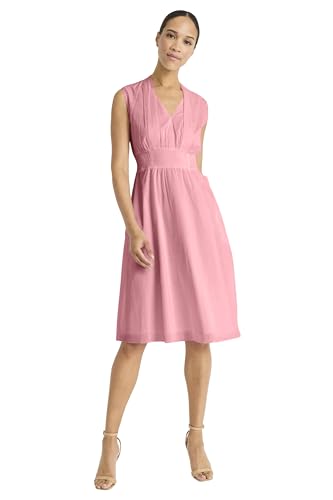 Image of Maggy London Women's Women's Semi Sheer Overlay Empire Waist Midi - Pleated V Neck Sleeveless - Wedding Guest Dress