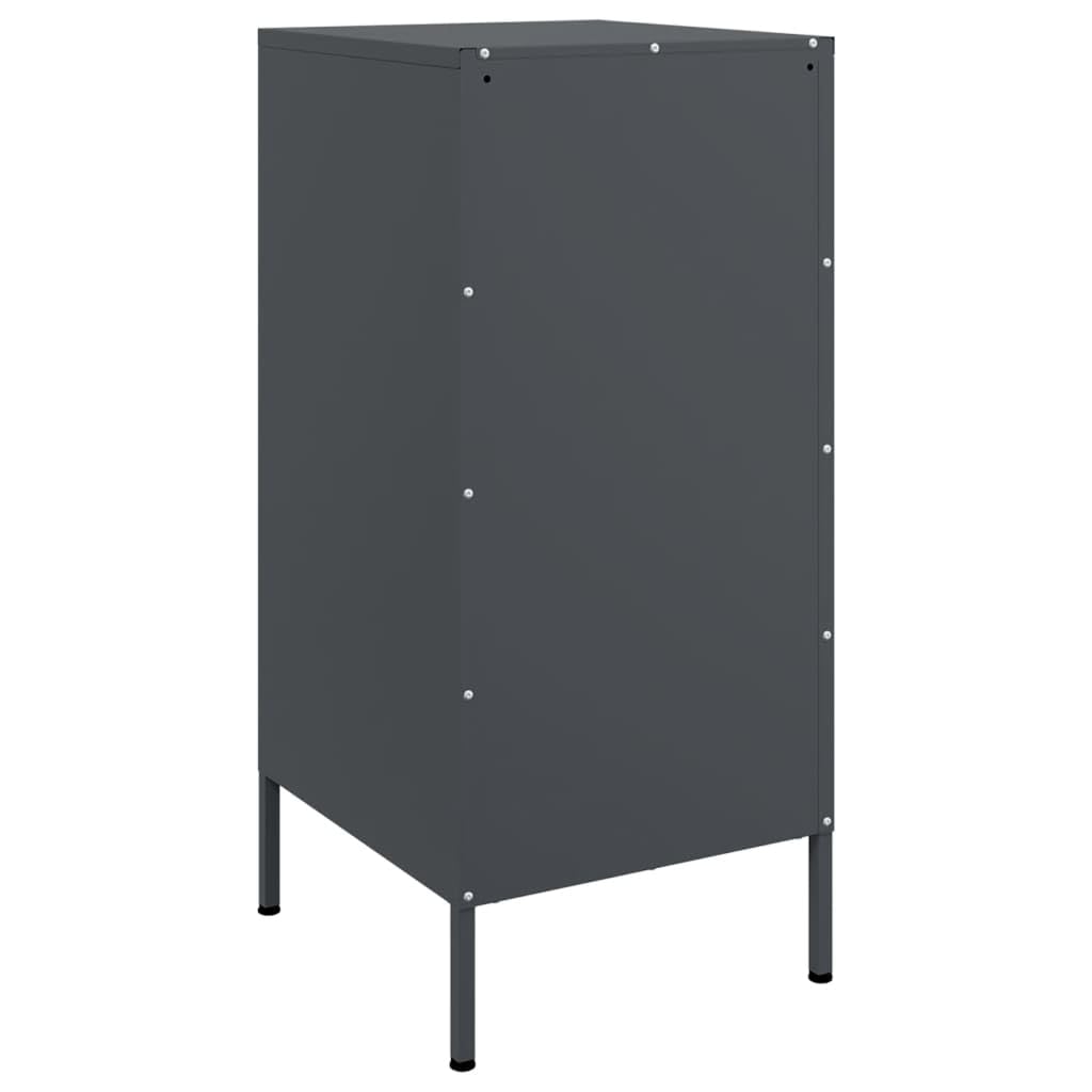 Buffet anthracite 36 x 39 x 79 cm, en acier laminé à froid, armoire avec porte, 2 compartiments, pieds réglables, organisateur robuste, pour chambre à coucher, salon