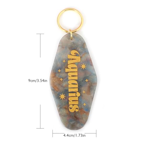 Astrological Leo Zodiac Sign Acrylic Keychain with Gold Stars