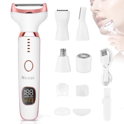 Image of Electric Razors Shaver for Women - 5 in 1 Womens Electric Razor Bikini Trimmer for Women and Wet /Dry and Rechargeable Lady Shaver Razors for Nose Hair Face Eyebrow Arms Legs Armpit Pubic Area