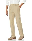 Haggar Men's Performance Cotton Slack Straight-Fit Plain-Front Pant