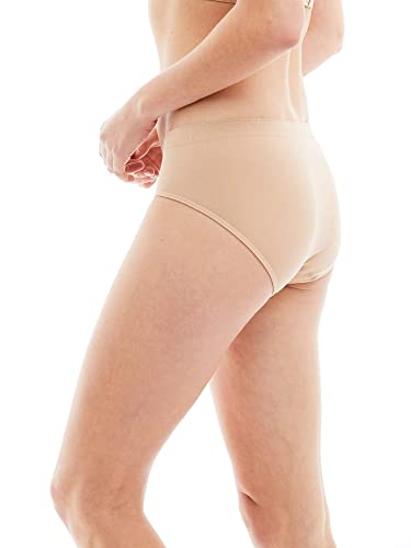 Kalon 6 Pack Women's Hipster Brief Nylon Spandex Underwear (4X-Large, Med. Beige)