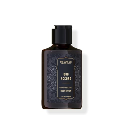 Image of THE LOVE CO. Oud Accord Body Lotion for Women 50ml | Floral Fragrance | Deep Moisturizing, Non-Sticky Formula | Luxury Body Care Gift