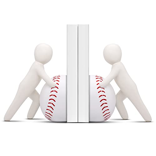 Image of Joyvano Baseball Bookends - Decorative Sports Bookends for Kids - Unique & Heavy Duty Book Ends to Hold Books - Baseball Decor for Boys Room - Book Holder for Shelves