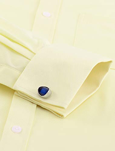 J.VER Men's French Cuff Dress Shirts Regular Fit Long Sleeve Spread Collar Metal Cufflink Yellow
