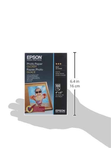 Epson Photo Paper Glossy - Borderless - S042038, 4" X 6" (100 Sheets) #TOP3