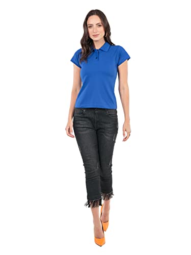Camisa Gola Polo Feminina (M, Azul Royal)