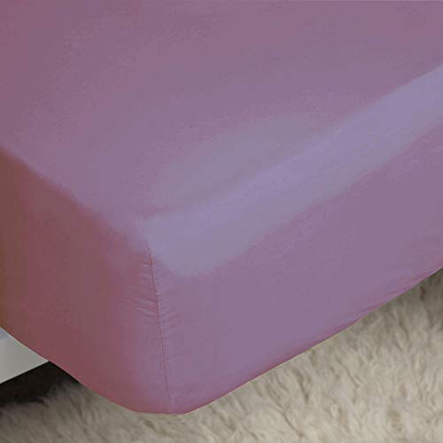 Belledorm Easycare Polycotton Percale 200 Thread Count 11 Inch Deep Fitted Sheet, Misty Rose, Single