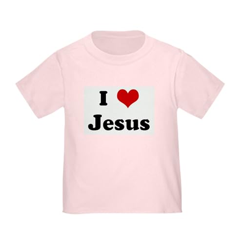 CafePress I Love Jesus Toddler T Shirt Toddler Graphic Tee, 100% Cotton Pink