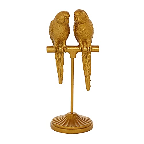 Deco 79 Polystone Parrot Sculpture, 3" X 3" X 9", Gold #TOP2