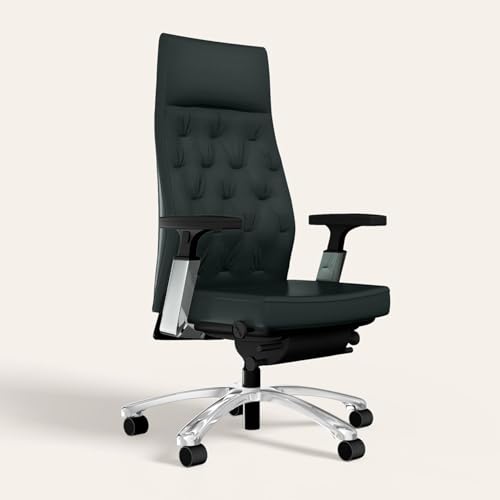 Image of Interio by Godrej Posture Perfect High Back Leather Executive Ergonomic Revolving Chair, 1 Year Warranty, Adjustable Armrest and Height (Black)