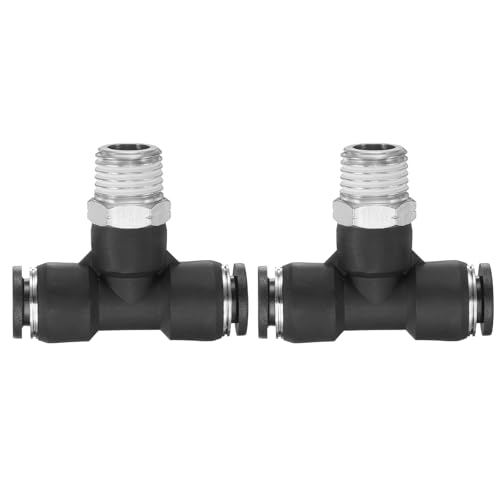 QUARKZMAN 2pcs Raccord De Ligne D'Air 5/16" Tube OD x NPT 1/4" Male Thread Push To Connect Branch Tee Pneumatic Branch Tee Quick Push To Connect Air Line Hose Pour Water Air Oil Pipe