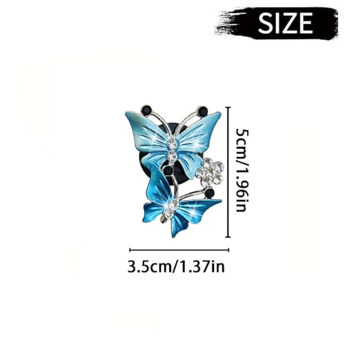 Image of 4 Pcs Butterfly Air Vent Clips, Car Vent Clips Dual Butterfly Air Vent Freshener Clip Decoration, Car Interior Decor Bling Cute Accessories Car Decoration for Women + Sunflower Mask Hook (Blue, 4)