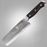 7'Japanese Damascus Usuba - Nakiri Knife with 67 Layers Damascus Steel Kitchen Knife,Vegetable Chopper Cutter Knife, Meat Cleaver, Full Tang Blade G10 Handle for Professional Chef WALLOP Dragon Bone