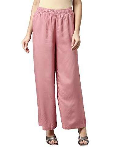 Image of GO COLORS Soft Viscose Basic Palazzo Full Length for Women| Breathable, Mid Rise, Relaxed Fit