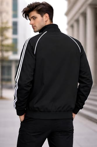 Image of THIRD QUADRANT Jackets || Jacket for men || Lightweight baseball Outwear Jacket with black and whie stripe
