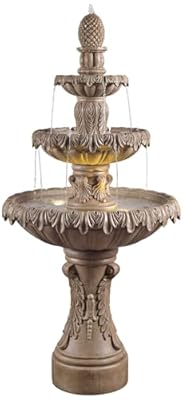 Ibiza 62" High Sandstone 3-Tier LED Outdoor Floor Fountain - John Timberland