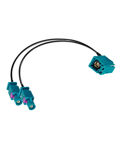 Vecys Fakra Z Femelle vers Double Fakra Z Mâle à Angle Droit 90 Degrés Câble Adaptateur RG174 30CM/11.8IN pour Autoradio Dab Système de Navigation GPS